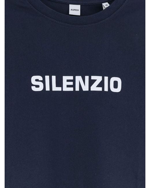 Aspesi Blue Cotton T-Shirt With Print for men
