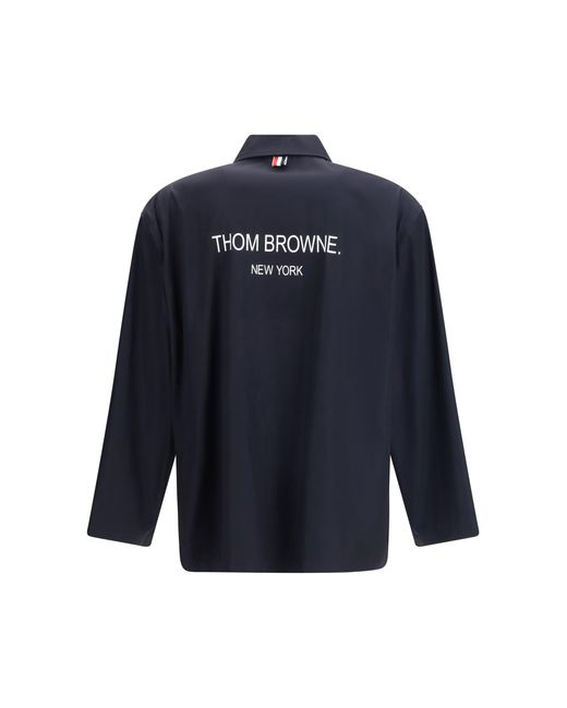 Thom Browne Blue Packable Logo Print Jacket for men