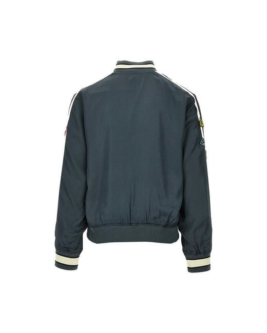 DIESEL Blue Satin Track Jacket With Patches for men