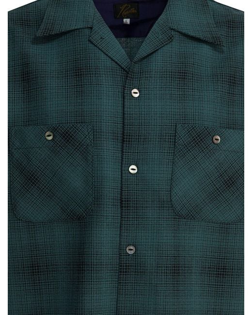 Needles Green Checked Wool "One-Up" Shirt for men