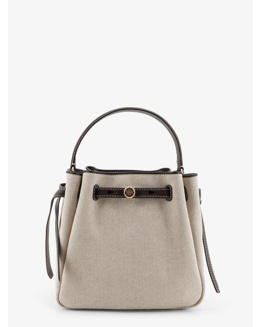 Tory Burch Natural Romy Canvas Bucket Bag