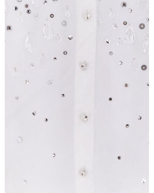 retroféte White Shirt With All-Over Rhinestone Details
