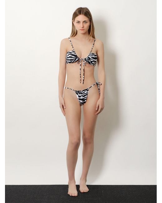 The Attico White Il Primo Bagno Lycra Bikini With Zebra Print