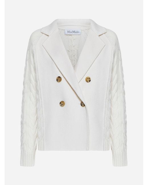Max Mara White "Micio" Wool And Cashmere Jacket