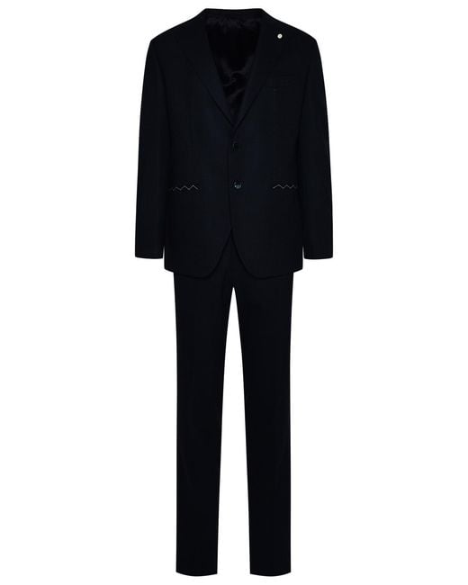 Luigi Bianchi Black Wool Blend Suit for men