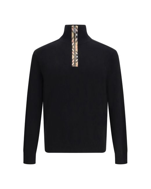 Burberry Blue Check Wool Sweater for men