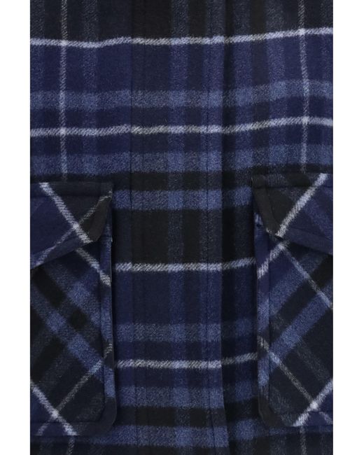 Pinko Blue Campanula Check Double-Cloth Caban