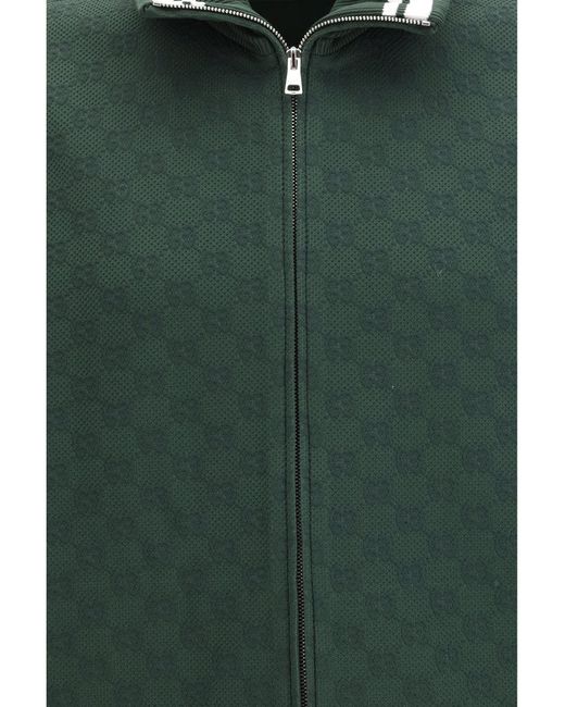 Gucci Green Gg Technical Jersey Zip Jacket for men