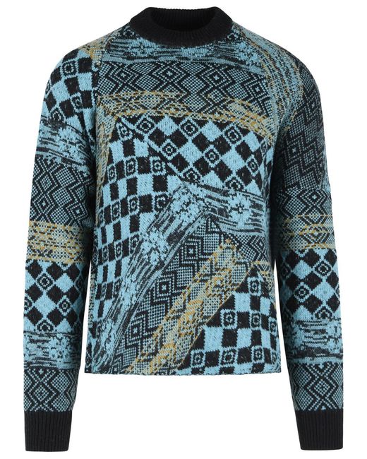 Dries Van Noten Blue 'Macos' Wool Sweater for men