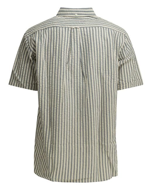 Beams Plus Gray Casual Cotton Seersucker Shirt