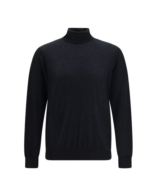Giorgio Armani Blue Cashmere Turtleneck Sweater for men