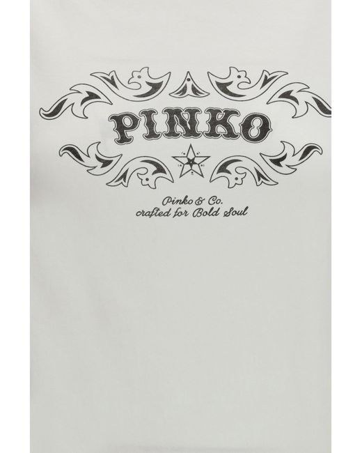 Pinko White Imperia T-Shirt Bianco/Nero