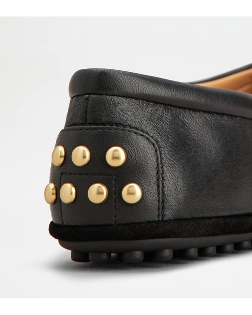Tod's Black Leather Ballets Flat With Gommino