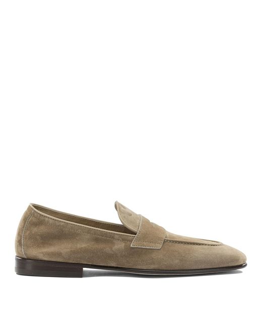 Men's Grey Suede Loafers Loafers & Slippers Beige