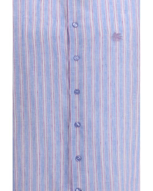 Etro Purple Striped Linen Shirt for men