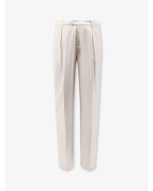 Brunello Cucinelli White Stretch Cotton Trousers for men
