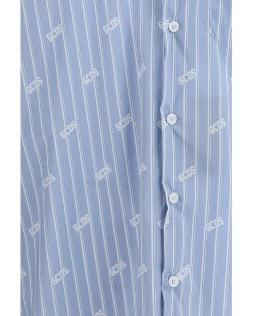 Gcds Blue Shirt Pinstripe for men