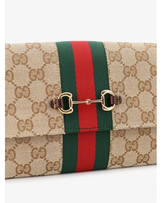 Gucci Natural Horsebit Web Gg Fabric Wallet