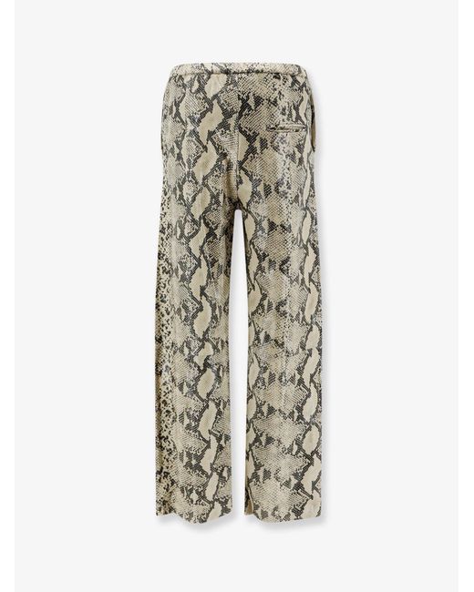 Alysi White Python-Print Leather Trousers