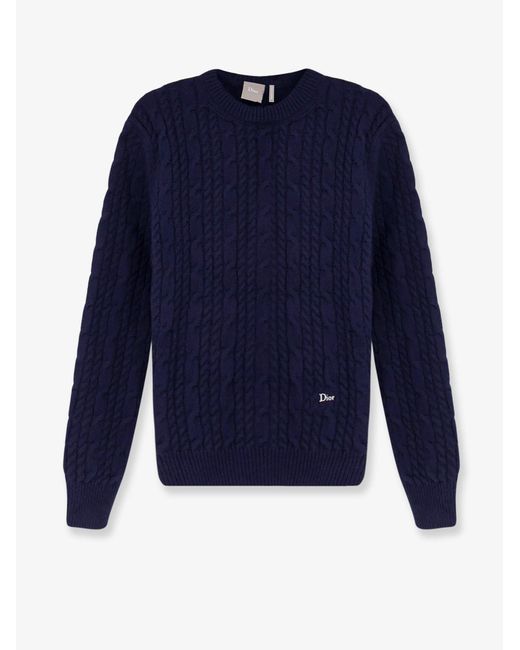 Dior Blue Dior Cable-Knit Cashmere Sweater for men