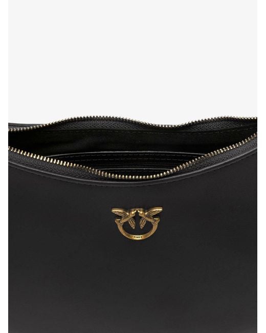 Pinko White Half Moon Mini Leather Shoulder Bag