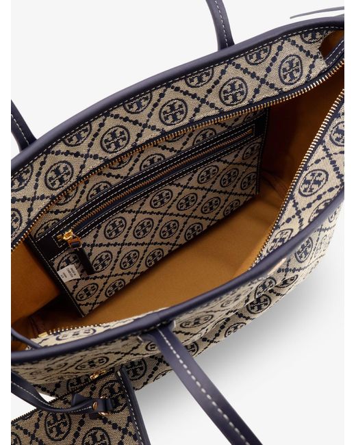 Tory Burch White T Monogram Small Zip Canvas Shoulder Bag