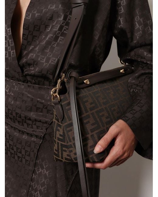 Fendi White By The Way Soft Medium Ff Jacquard Fabric And Leather