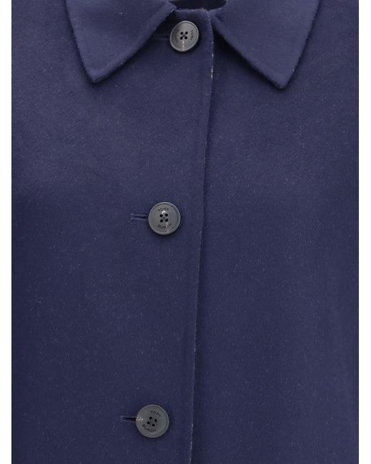 Tory Burch Blue Coat Reversible Double-Face Wool
