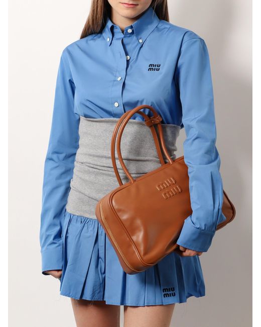 Miu Miu Brown Arcadie Softy Leather Handbag