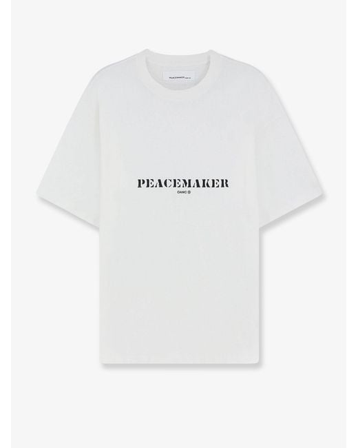 Oamc Peacemaker White Cotton T-Shirt With Stencil Print for men