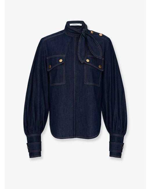 Zimmermann Blue Denim Cargo Shirt