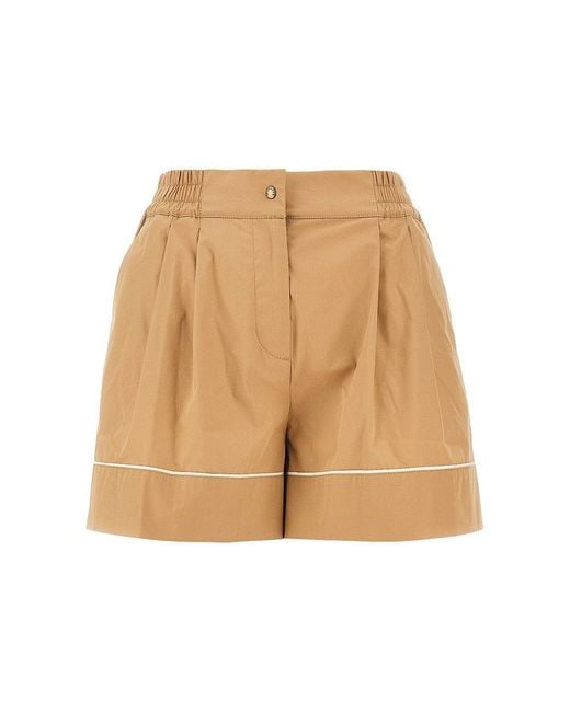Moncler Natural Cotton-Blend High-Rise Shorts
