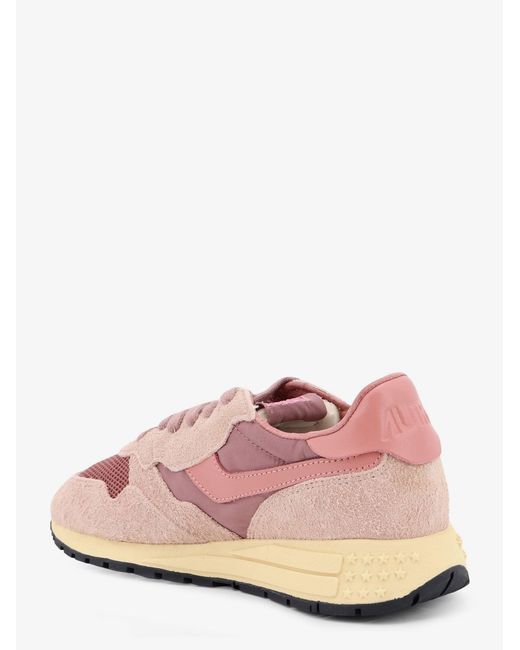Autry Pink Reelwind Low Mesh And Suede Sneakers