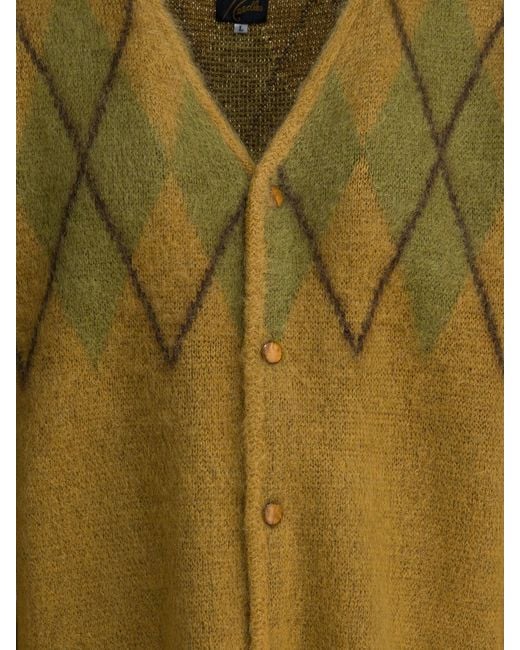 Needles Green Mohair Cardigan for men