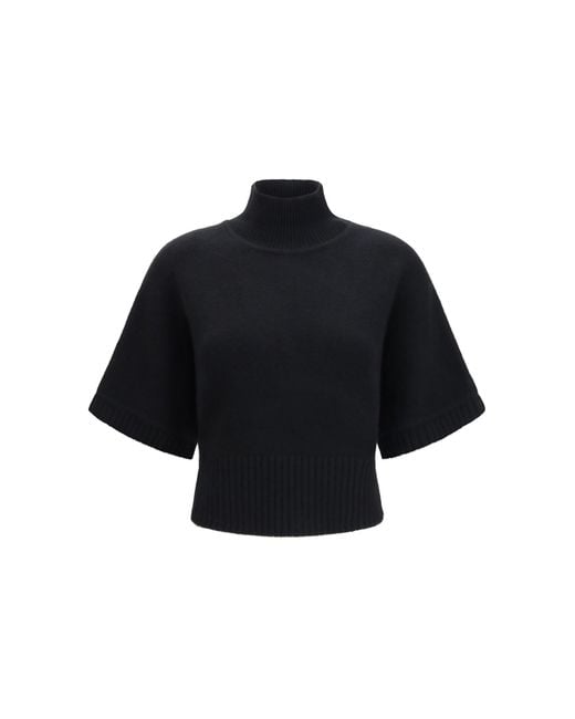 Alaïa Black Alaïa Cropped Cashmere Turtleneck Sweater Noir