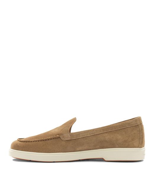 Santoni Brown Suede Loafers
