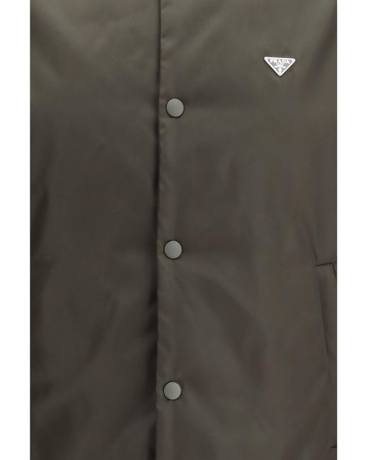 Prada Gray Nylon Bomber Jacket for men