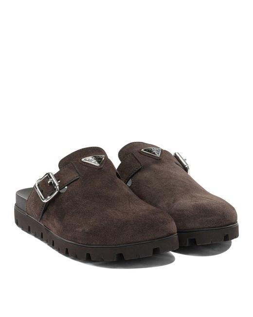 Prada Brown Leather Loafers for men