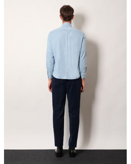 Brunello Cucinelli Blue Cotton Shirt for men