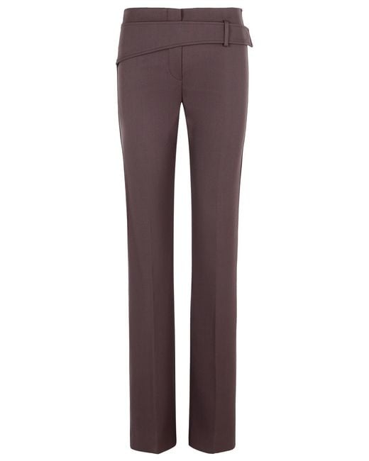 Sportmax Purple 'Banda' Slim Trousers With Asymmetric Belt