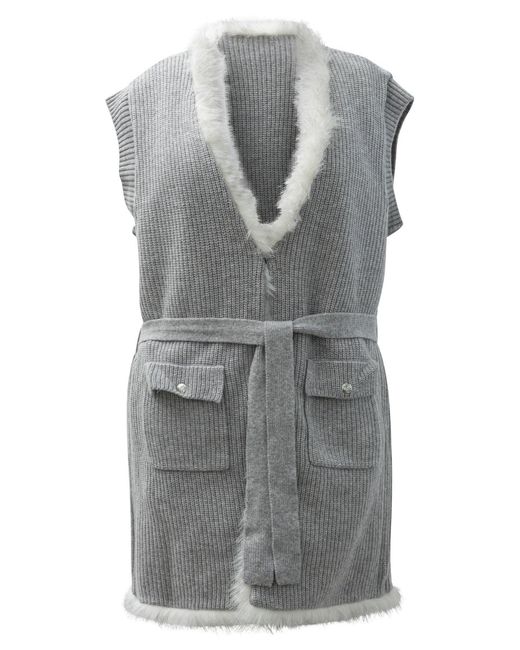 Max&Moi Gray Reversible Sleeveless Jacket With Belt