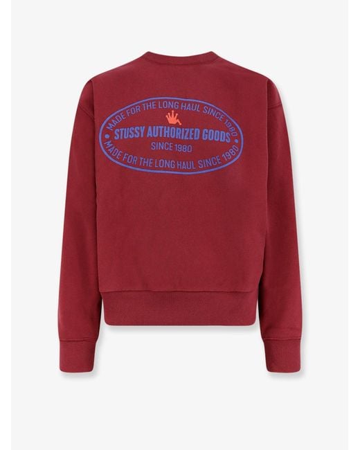 Stussy Red Authorized Crew Cotton Blend Sweatshirt for men