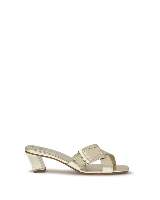 Roger Vivier Metallic Laminated Leather Mules Sandals