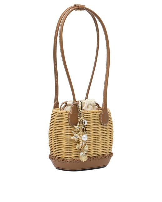 Self-Portrait Metallic 'Rattan Charm Shoulder Bag' Shoulder Bag