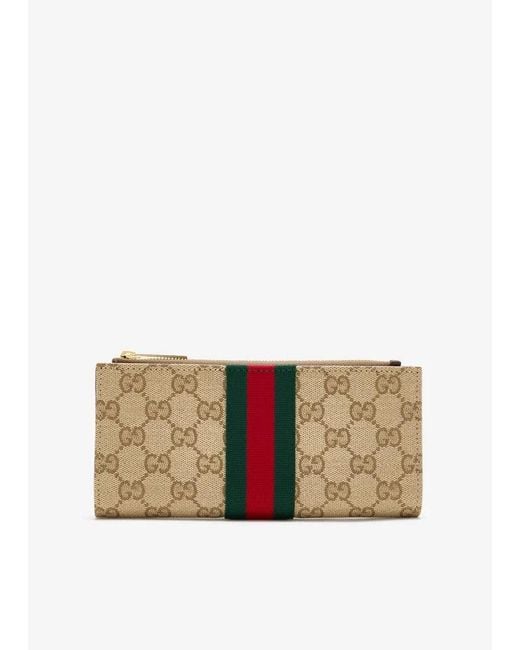 Gucci Natural Gg Wallet With Web Detail