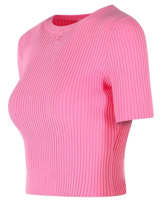 Courreges Pink Viscose Blend T-Shirt