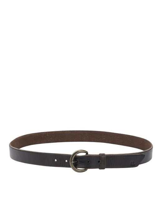 RRL White Hammered Leather Belt for men
