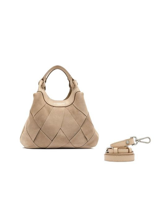 Gianni Chiarini Natural Dua Small Suede Shoulder Bag