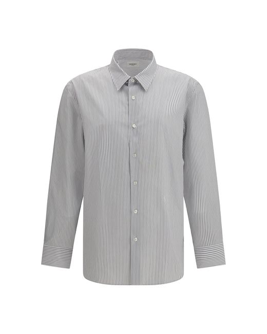 Saint Laurent Gray Striped Shirt With Button Fastening for men
