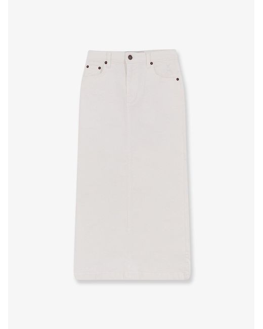 TONYWACK White Cotton Skirt With Rippings Detail